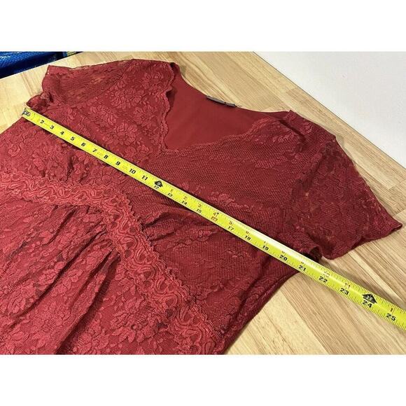 Apt. 9‎ Lace Overlay Babydoll Top Size 1X Red Dainty Cottage Y2K Women’s - Picture 6 of 8